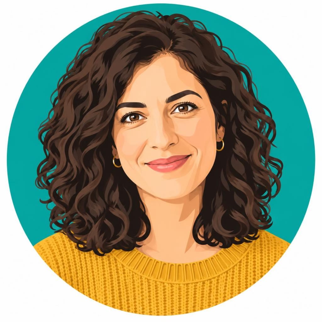 The flat illustration avatar placed inside a solid teal circle, cropped closer to the head and shoulders.