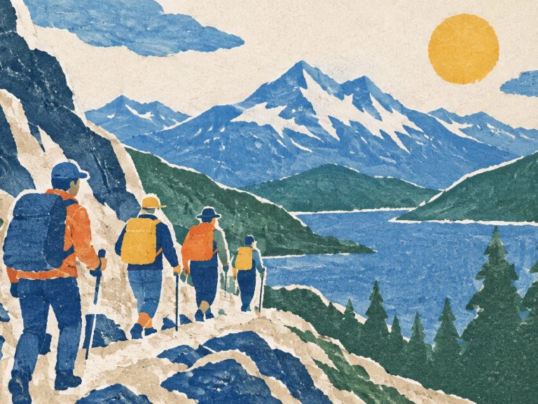 Paper collage hike