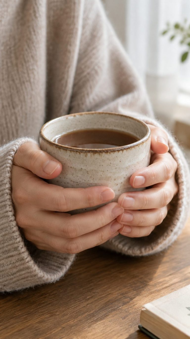Hands holding a cup