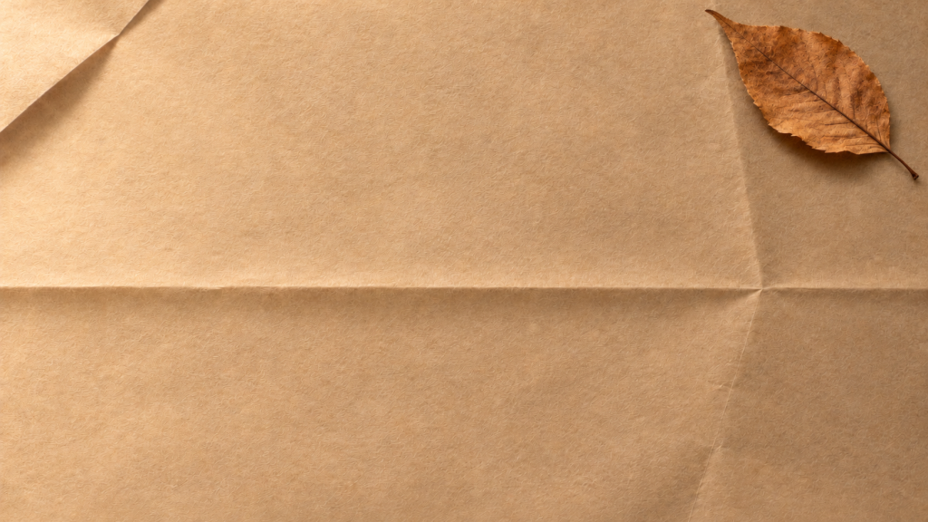 Folded kraft paper, after “Place a single dried leaf on top right corner”