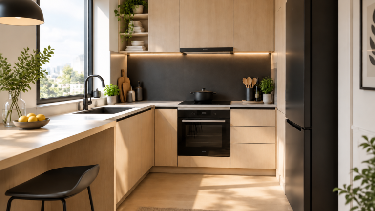 Compact kitchen concept, after “Add a small potted herb plant on the counter”