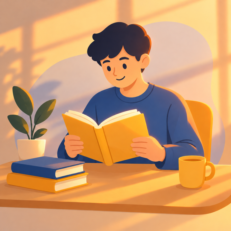 Flat vector character, after “Change the lighting to warm golden hour tones”