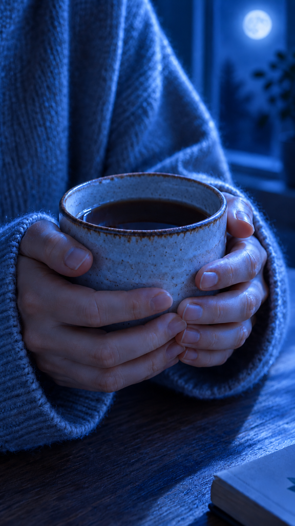 Hands holding a cup, after “Emphasize blue color cast”