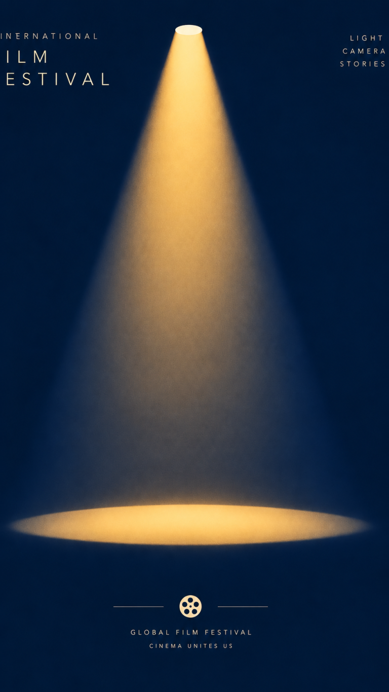 Film festival poster, after “Add a warm amber glow to the spotlight cone”