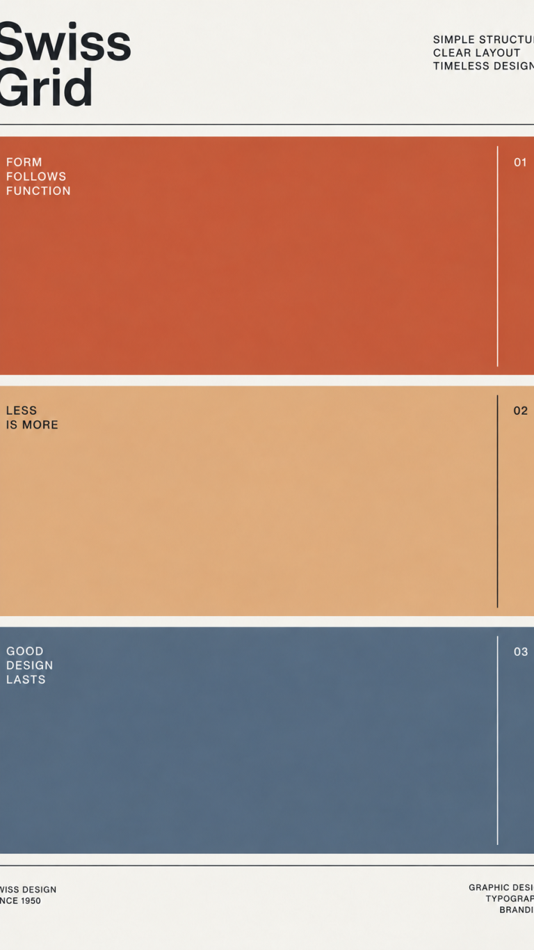 Swiss grid poster, after “Warm up the red ochre to terracotta”