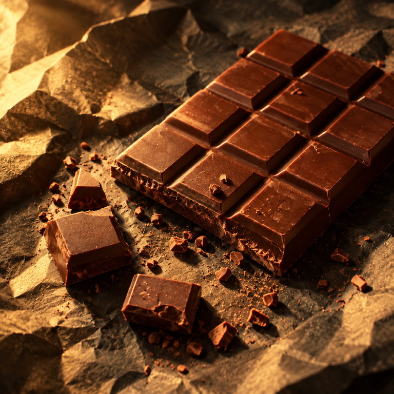 Chocolate on dark paper, after “Warm the light to golden-hour tones”
